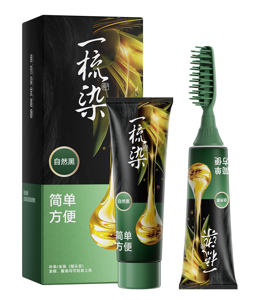 单剂染发啫喱（自然黑）Single-Hair-Color-Gel-(Natural-Black)-With-comb
